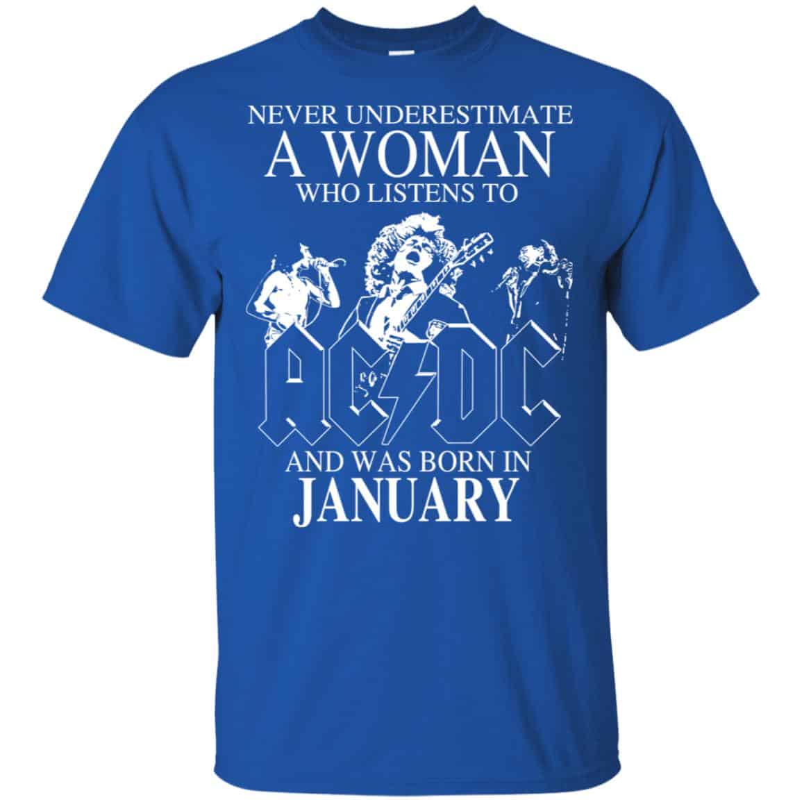 A Woman Who Listens To AC DC And Was Born In January T-Shirts, Hoodie, Tank
