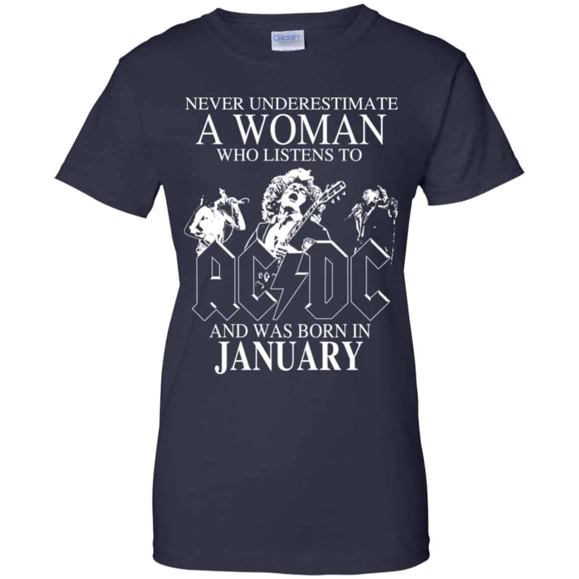 A Woman Who Listens To AC DC And Was Born In January T-Shirts, Hoodie, Tank