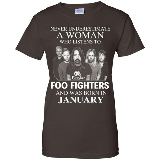 A Woman Who Listens To Foo Fighters And Was Born In January T-Shirts, Hoodie, Tank