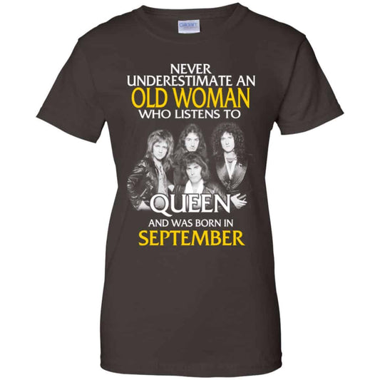 An Old Woman Who Listens To Queen And Was Born In September T-Shirts, Hoodie, Tank