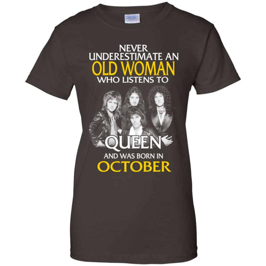 An Old Woman Who Listens To Queen And Was Born In October T-Shirts, Hoodie, Tank