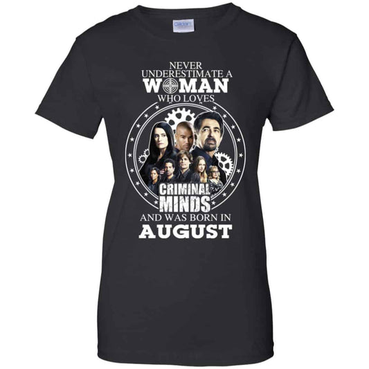 
	Never Underestimate A Woman Who Loves Criminal Minds And Was Born In August T-Shirts, Hoodie, Tank