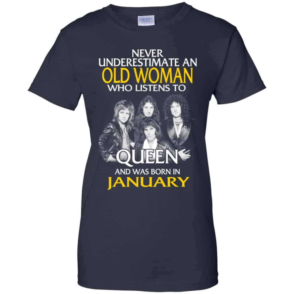An Old Woman Who Listens To Queen And Was Born In January T-Shirts, Hoodie, Tank