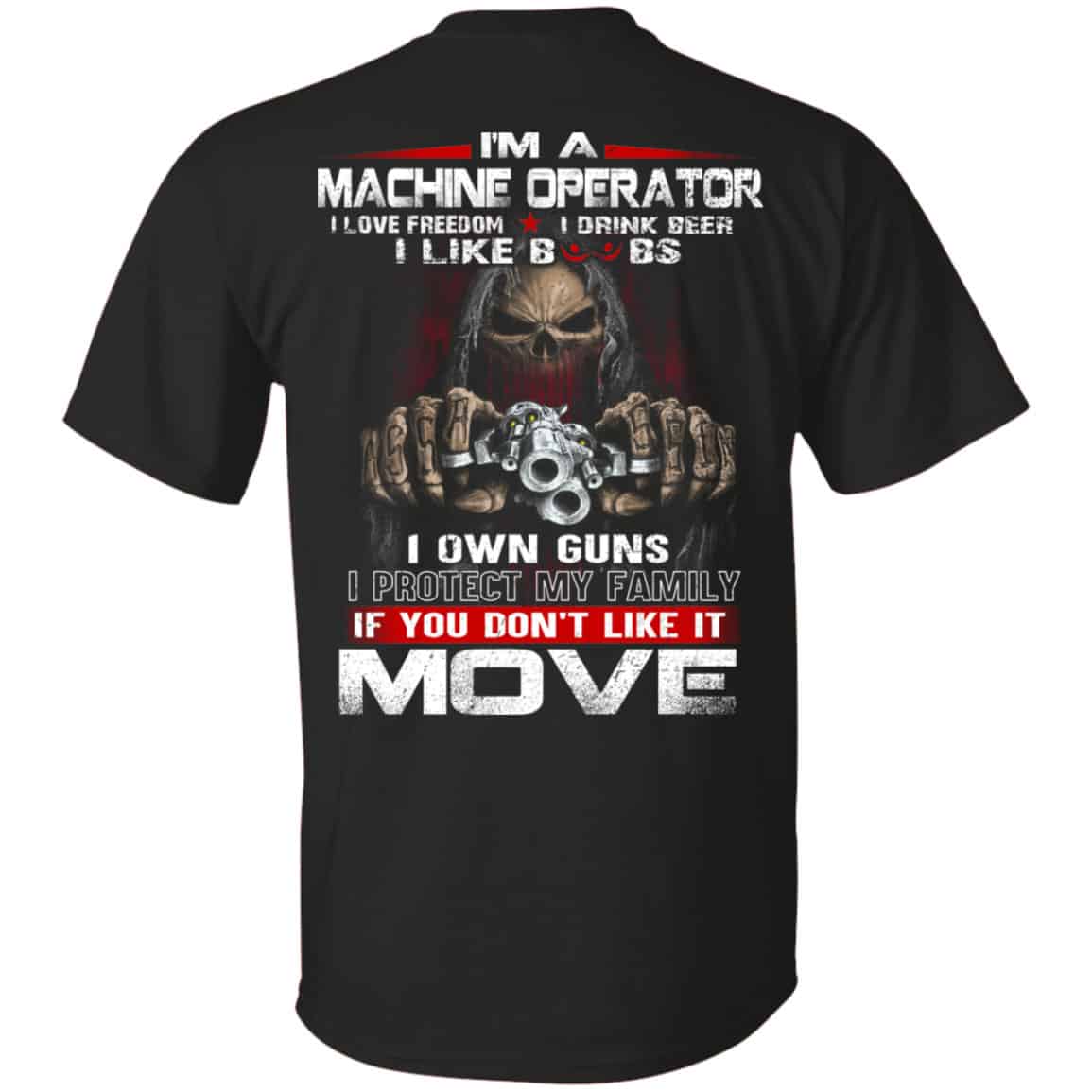 I’m A Machine Operator I Love Freedom I Drink Beer I Like Boobs I Own Guns Shirt, Hoodie, Tank