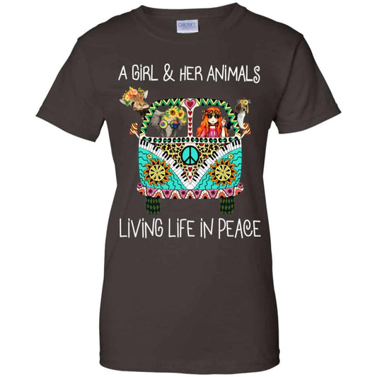 A Girl And Her Animals Living Life In Peace T-Shirts, Hoodie, Tank