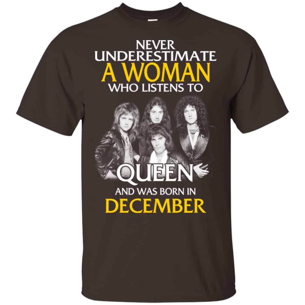 A Woman Who Listens To Queen And Was Born In December T-Shirts, Hoodie, Tank