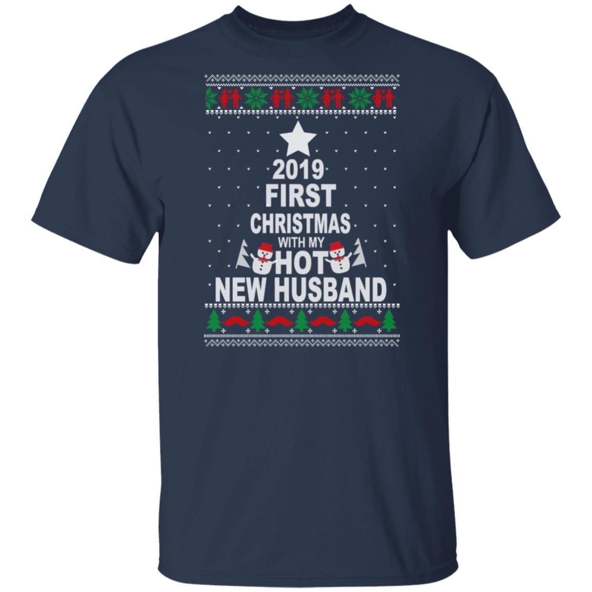 2019 First Christmas With My Hot New Husband Shirt, Hoodie, Tank