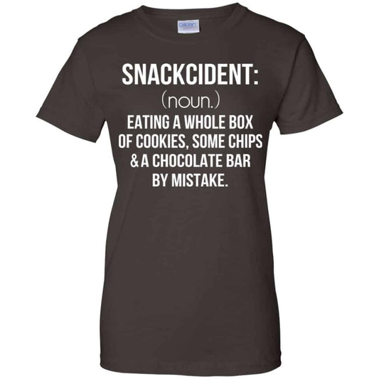 Snackcident Noun: Eating A Whole Box Of Cookies Some Chips And A Chocolate Bar By Mistake T-Shirts, Hoodie, Tank