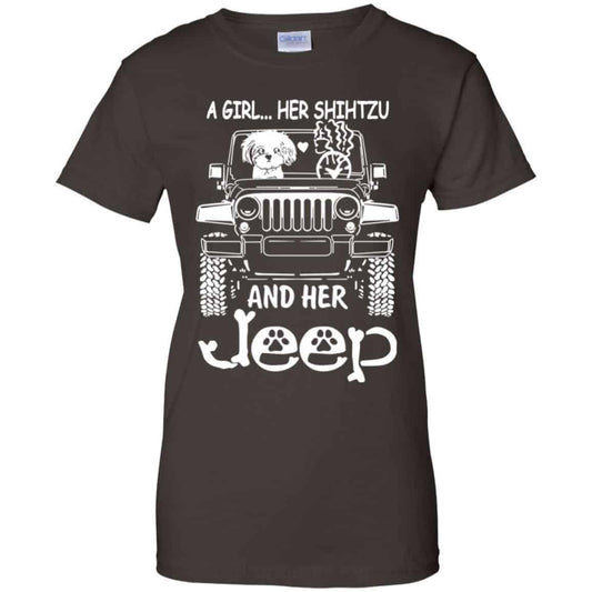 A Girl Her Shih Tzu And Her Jeep T-Shirts, Hoodie, Tank