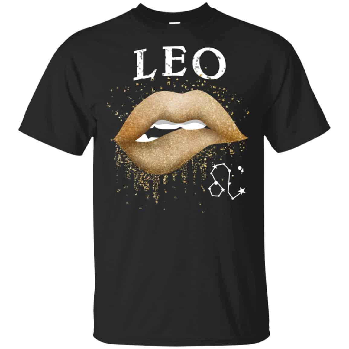 Leo Zodiac July August Birthday Gift Golden Lipstick T-Shirts, Hoodie, Tank