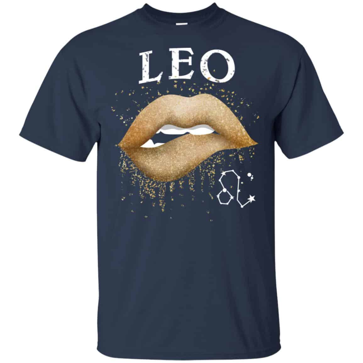 Leo Zodiac July August Birthday Gift Golden Lipstick T-Shirts, Hoodie, Tank