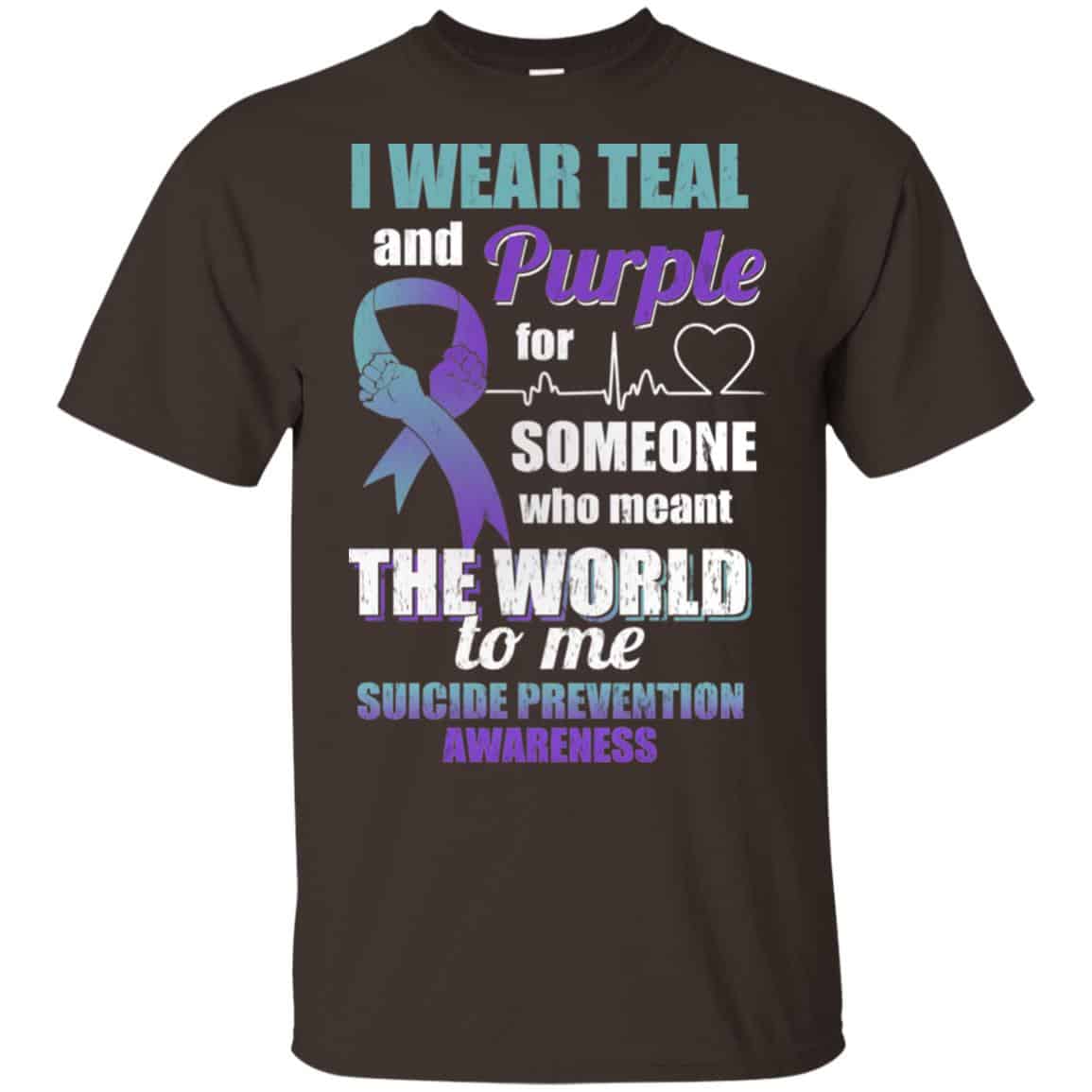 I Wear Teal And Purple For Someone Who Meant The World To Me Suicide Prevention Awareness T-Shirts, Hoodie, Tank
