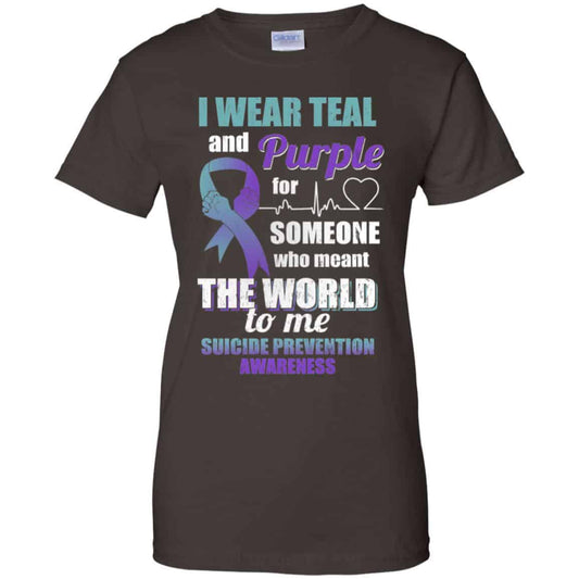I Wear Teal And Purple For Someone Who Meant The World To Me Suicide Prevention Awareness T-Shirts, Hoodie, Tank
