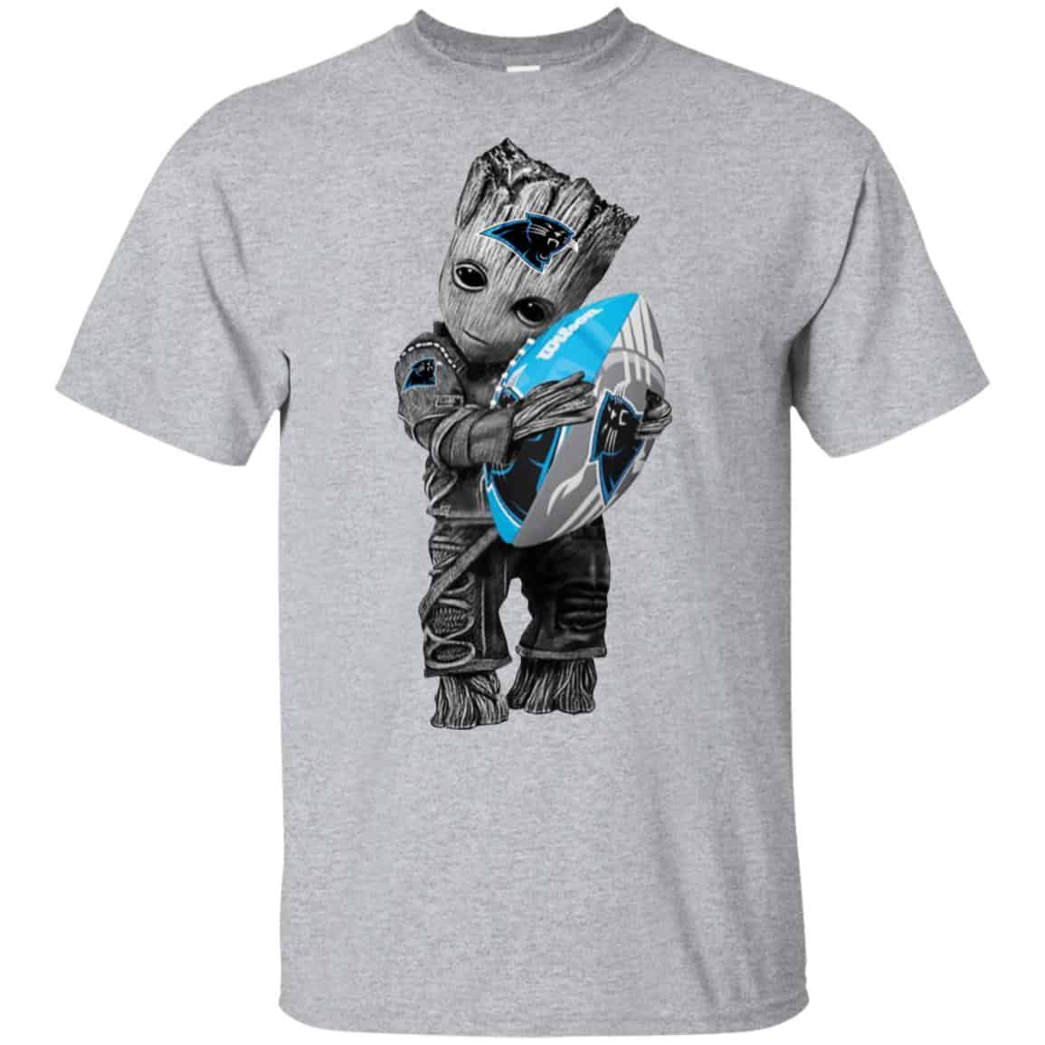 Baby Groot Hugging Carolina Panthers T-Shirts, Hoodie, Tank