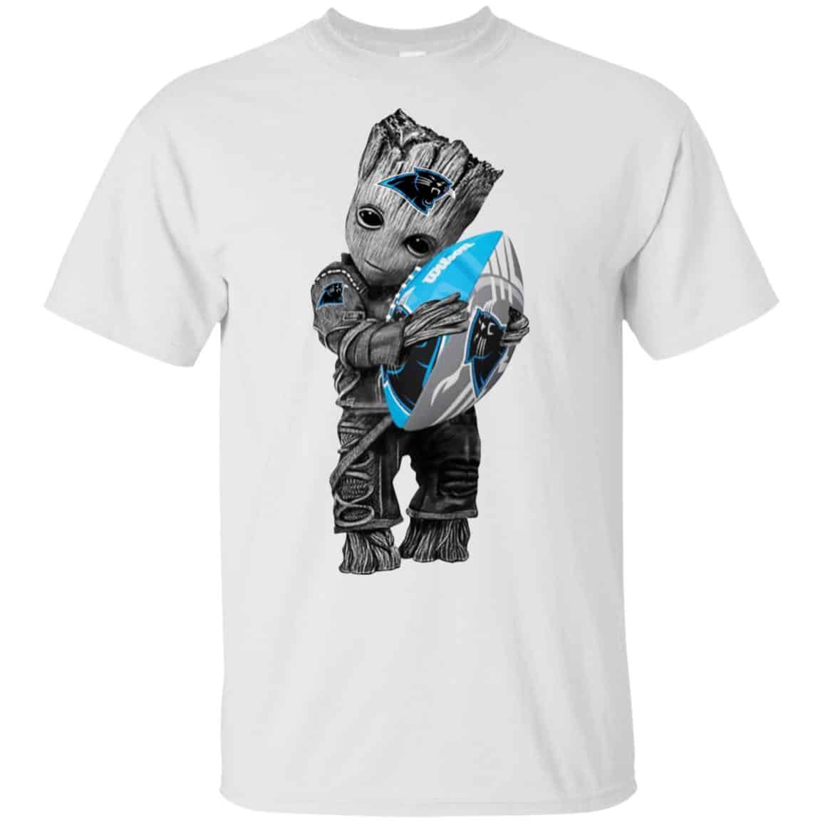 Baby Groot Hugging Carolina Panthers T-Shirts, Hoodie, Tank