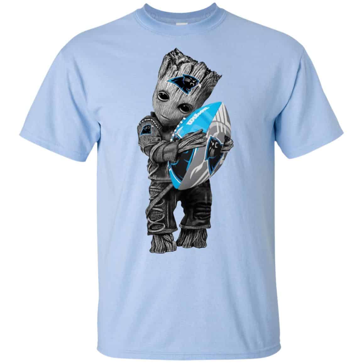 Baby Groot Hugging Carolina Panthers T-Shirts, Hoodie, Tank