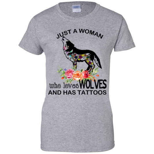 Just A Woman Who Loves Wolves And Has Tattoos T-Shirts, Hoodie, Tank