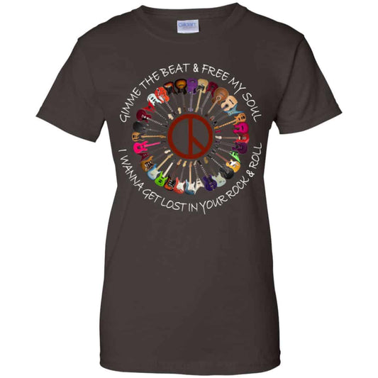 Hippie Guitar Rock Gimme The Beat And Free My Soul I Wanna Get Lost In Your Rock And Roll T-Shirts, Hoodie, Tank