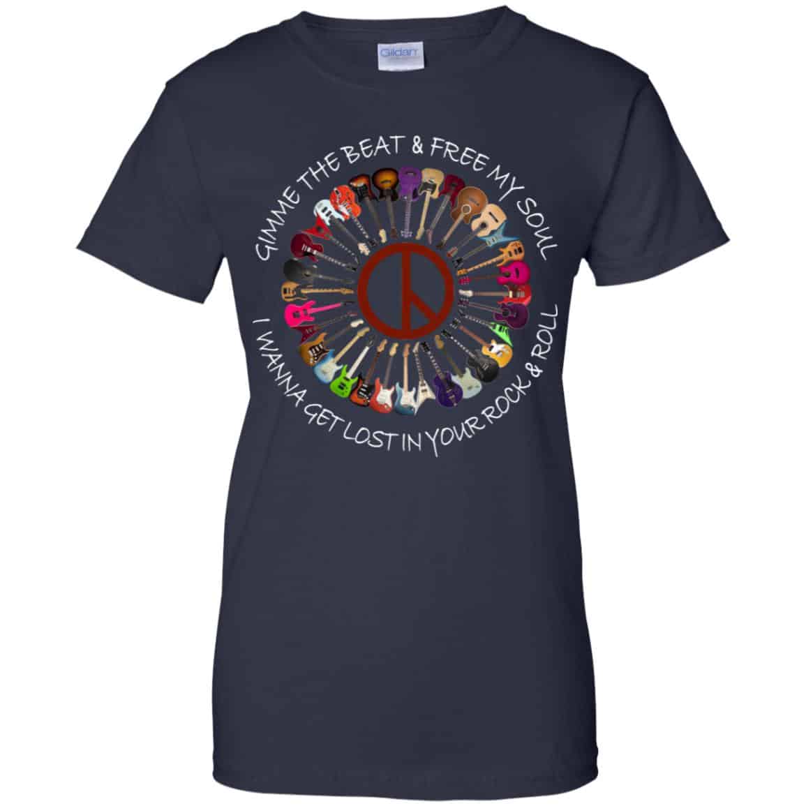Hippie Guitar Rock Gimme The Beat And Free My Soul I Wanna Get Lost In Your Rock And Roll T-Shirts, Hoodie, Tank