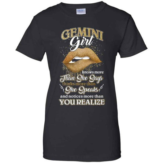 
	Gemini Girl Knows More Than She Says Zodiac Birthday T-Shirts, Hoodie, Tank