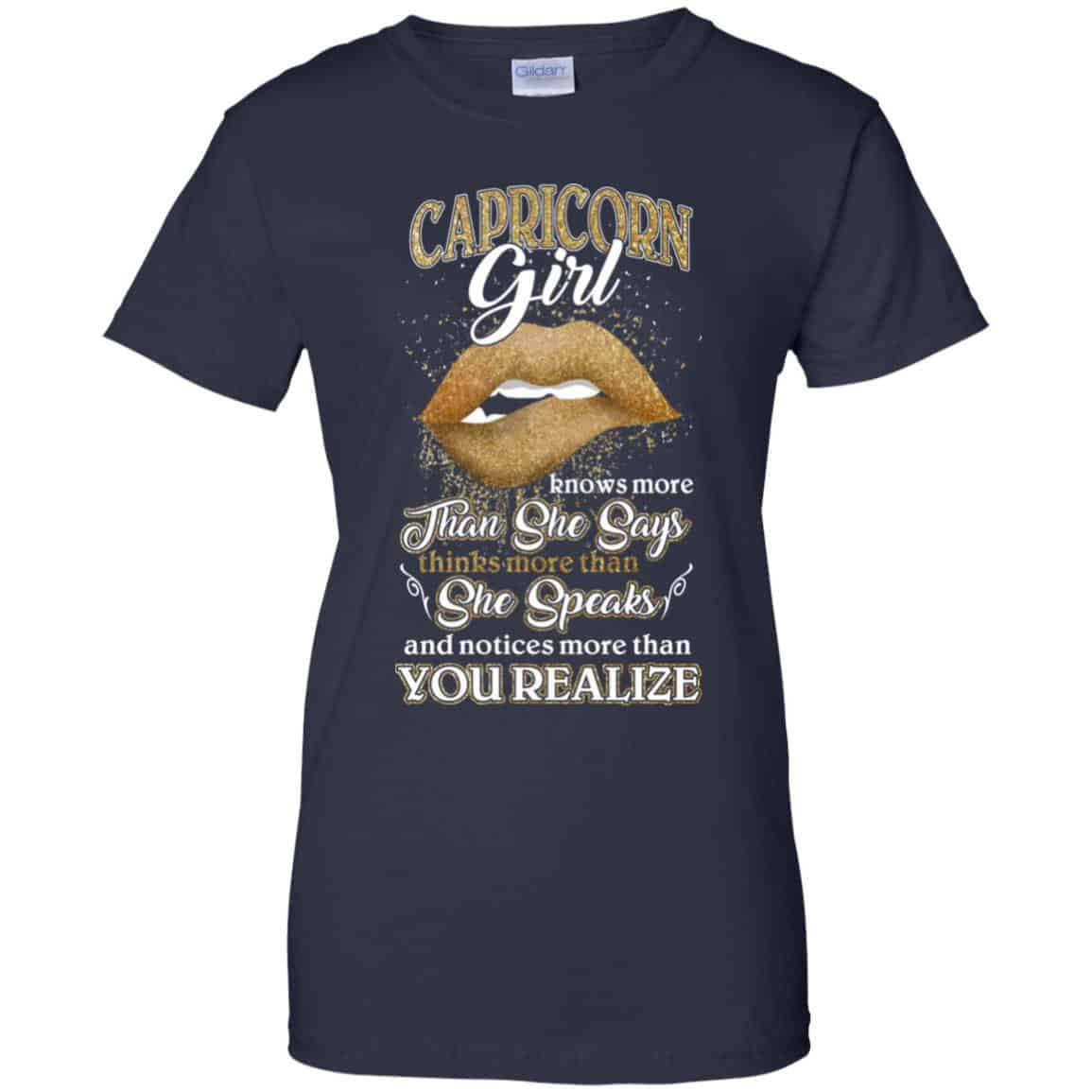 Capricorn Girl Knows More Than She Says Zodiac Birthday T-Shirts, Hoodie, Tank