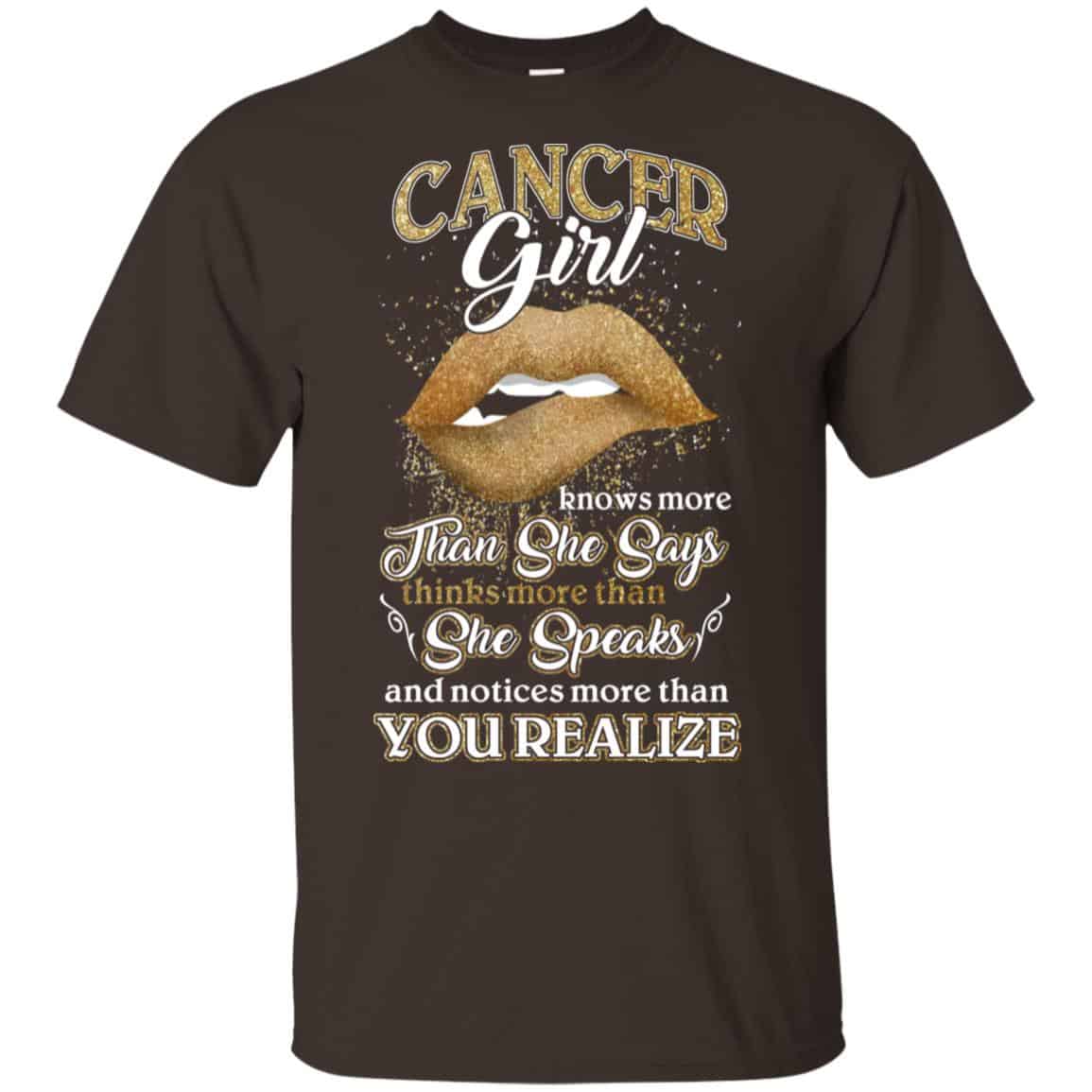 Cancer Girl Knows More Than She Says Zodiac Birthday T-Shirts, Hoodie, Tank