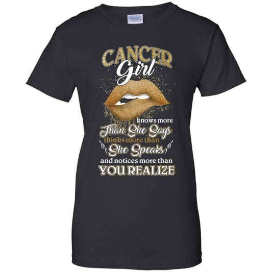 
	Cancer Girl Knows More Than She Says Zodiac Birthday T-Shirts, Hoodie, Tank