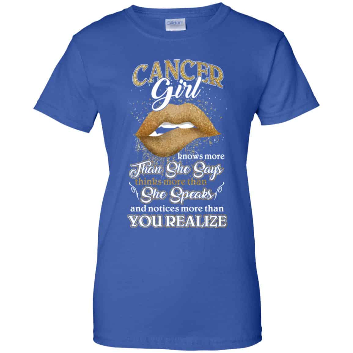 Cancer Girl Knows More Than She Says Zodiac Birthday T-Shirts, Hoodie, Tank