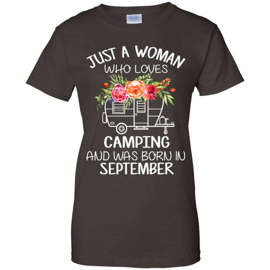 Just A Woman Who Loves Camping And Was Born In September T-Shirts, Hoodie, Tank