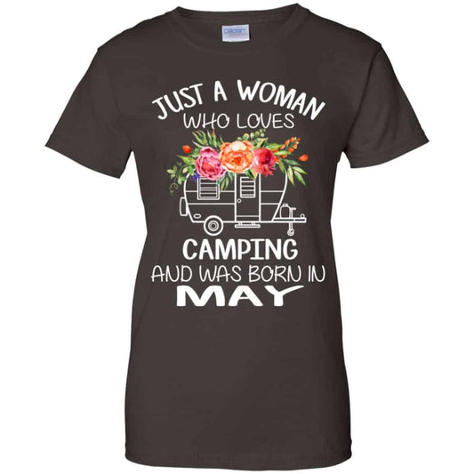 Just A Woman Who Loves Camping And Was Born In May T-Shirts, Hoodie, Tank