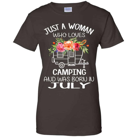 Just A Woman Who Loves Camping And Was Born In July T-Shirts, Hoodie, Tank