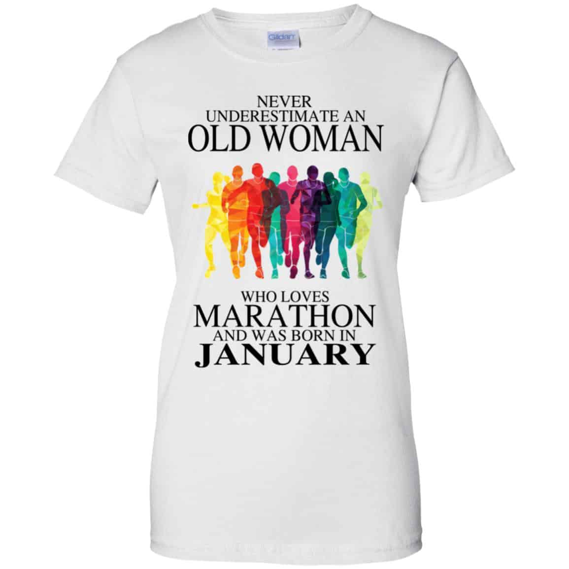 An Old Woman Who Loves Marathon And Was Born In January T-Shirts, Hoodie, Tank