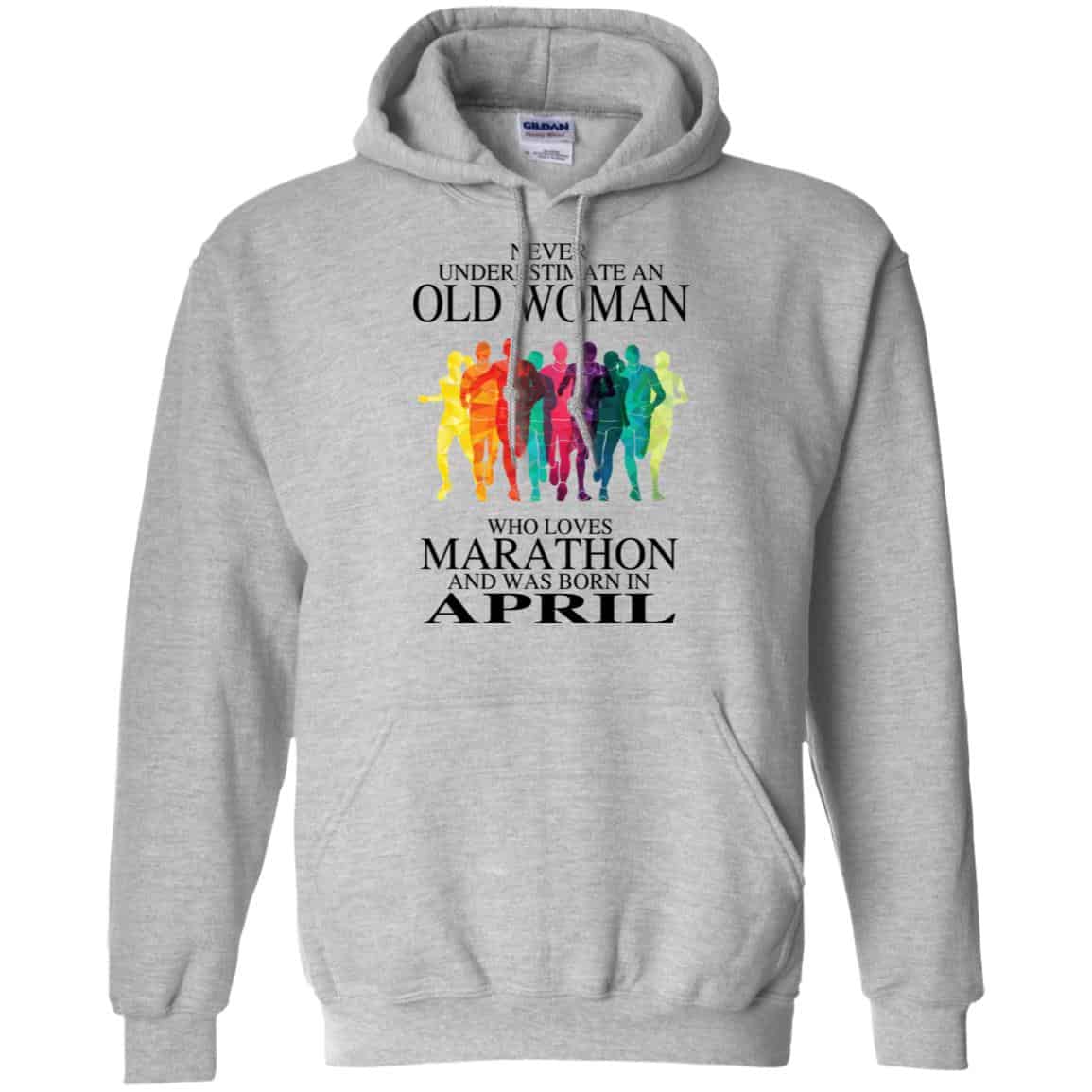 An Old Woman Who Loves Marathon And Was Born In April T-Shirts, Hoodie, Tank