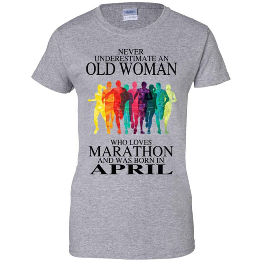 An Old Woman Who Loves Marathon And Was Born In April T-Shirts, Hoodie, Tank