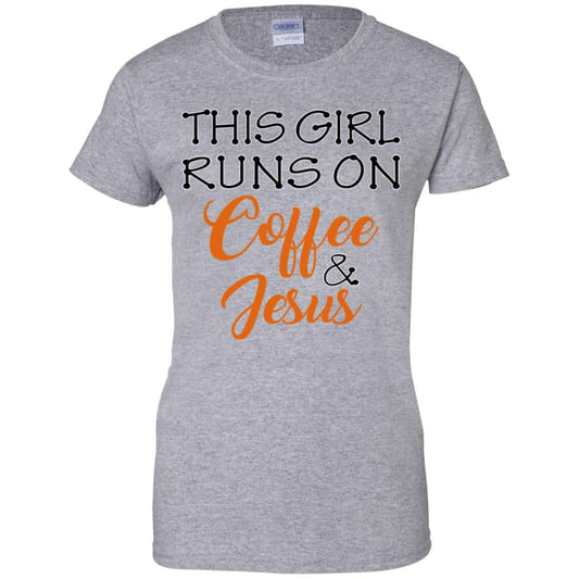 This Girl Runs On Coffee & Jesus Shirt, Hoodie, Tank