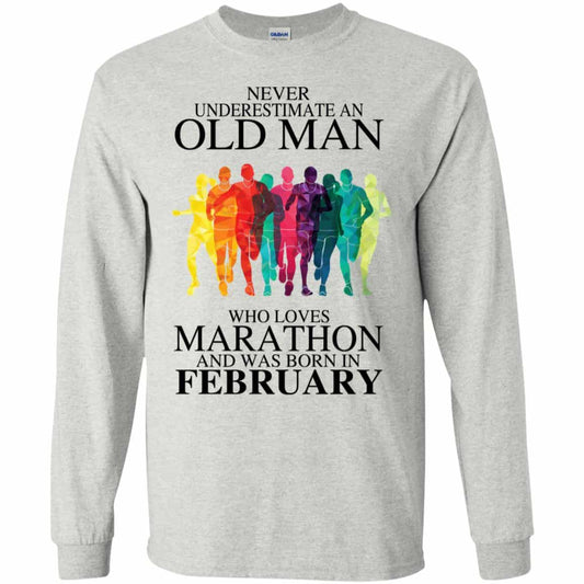An Old Man Who Loves Marathon And Was Born In February T-Shirts, Hoodie, Tank
