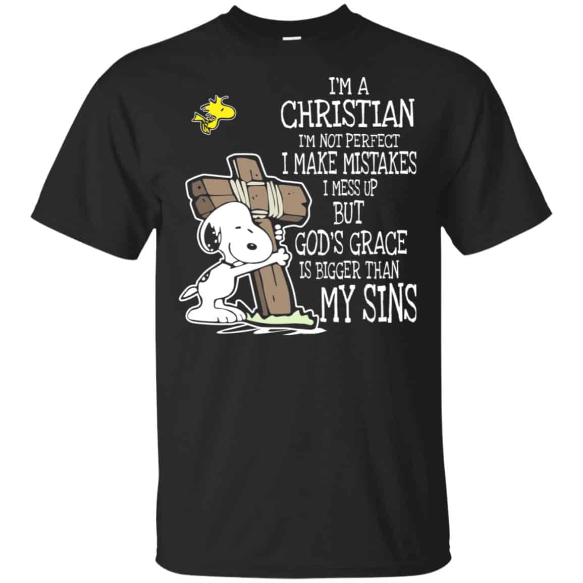 Snoopy: I’m Christian I’m Not Perfect I Make Mistakes I Mess Up But God’s Grace Is Bigger Than My Sins Shirt, Hoodie, Tank