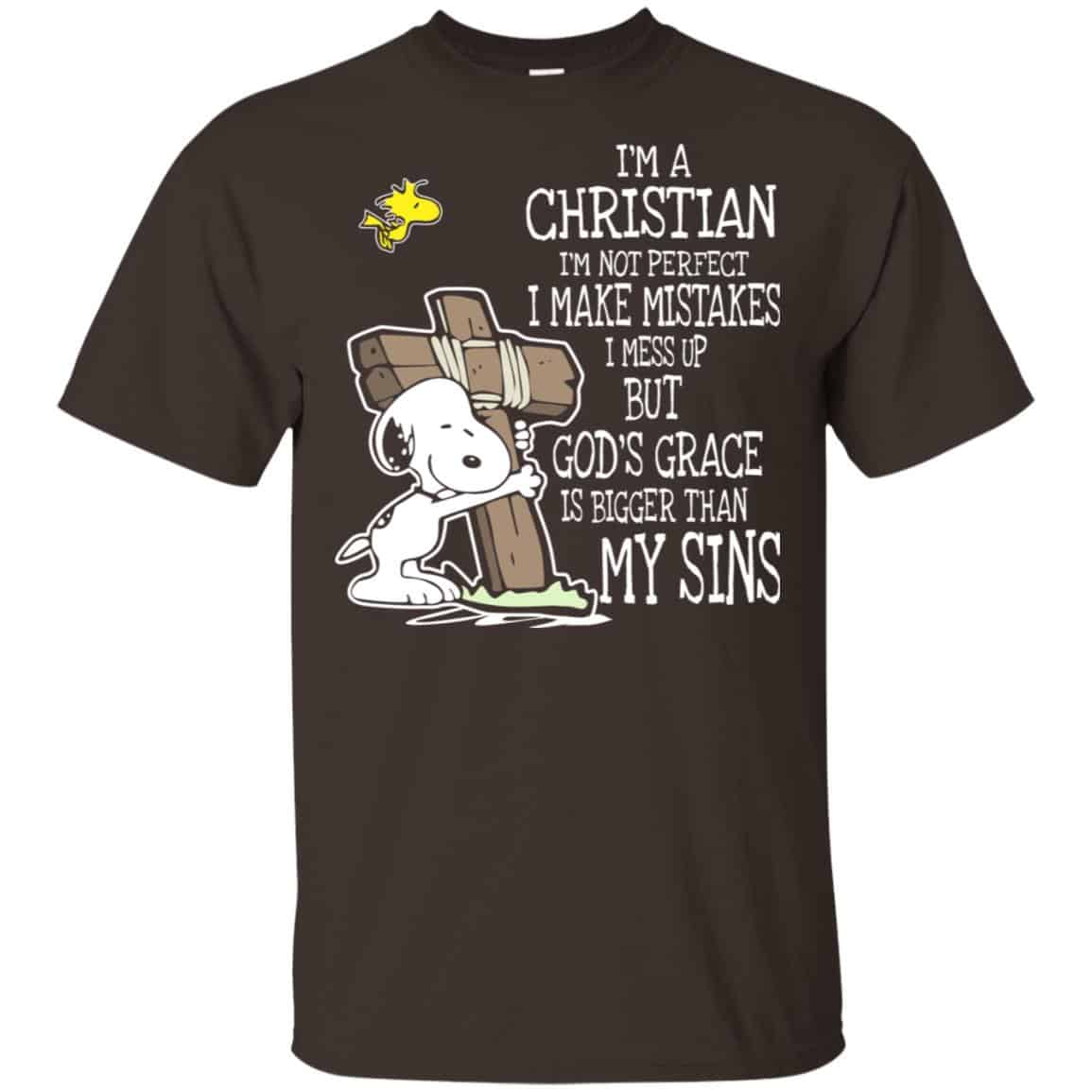 Snoopy: I’m Christian I’m Not Perfect I Make Mistakes I Mess Up But God’s Grace Is Bigger Than My Sins Shirt, Hoodie, Tank