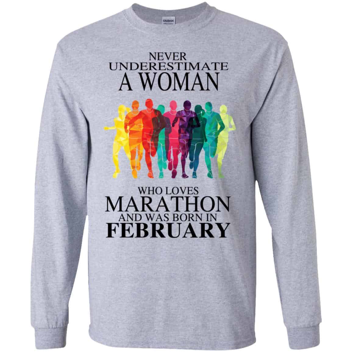 A Woman Who Loves Marathon And Was Born In February T-Shirts, Hoodie, Tank
