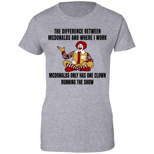 The Difference Between McDonalds And Where I Work McDonalds Only Has One Clown Running The Show Shirt, Hoodie, Tank