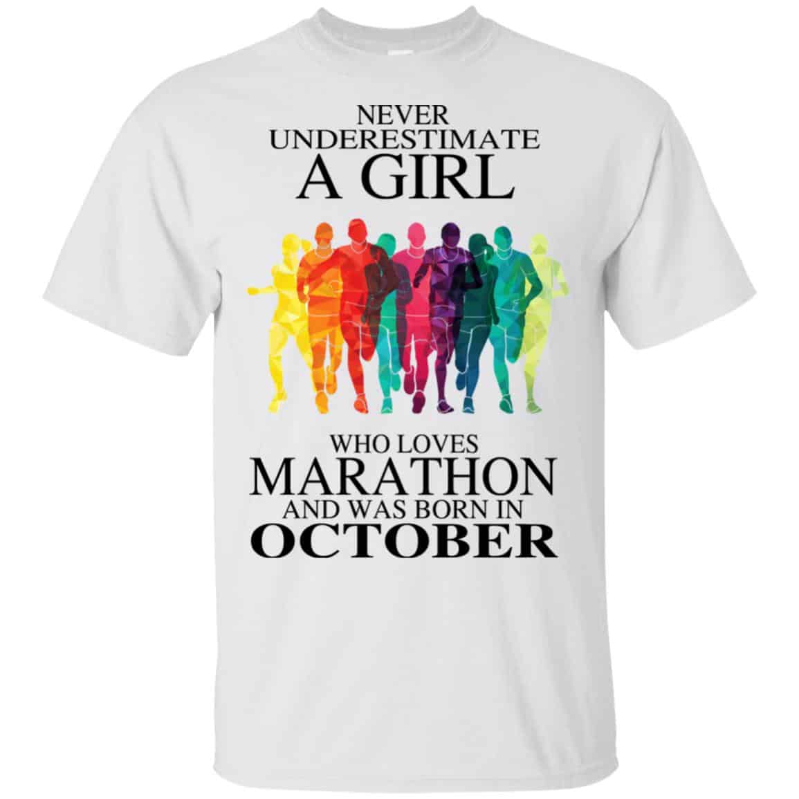 A Girl Who Loves Marathon And Was Born In October T-Shirts, Hoodie, Tank