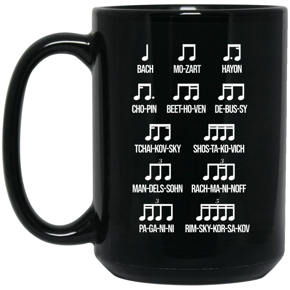 
	Composer Rhythm Music Gift Bach Mozart Beethoven Chopin Camiseta Mug
