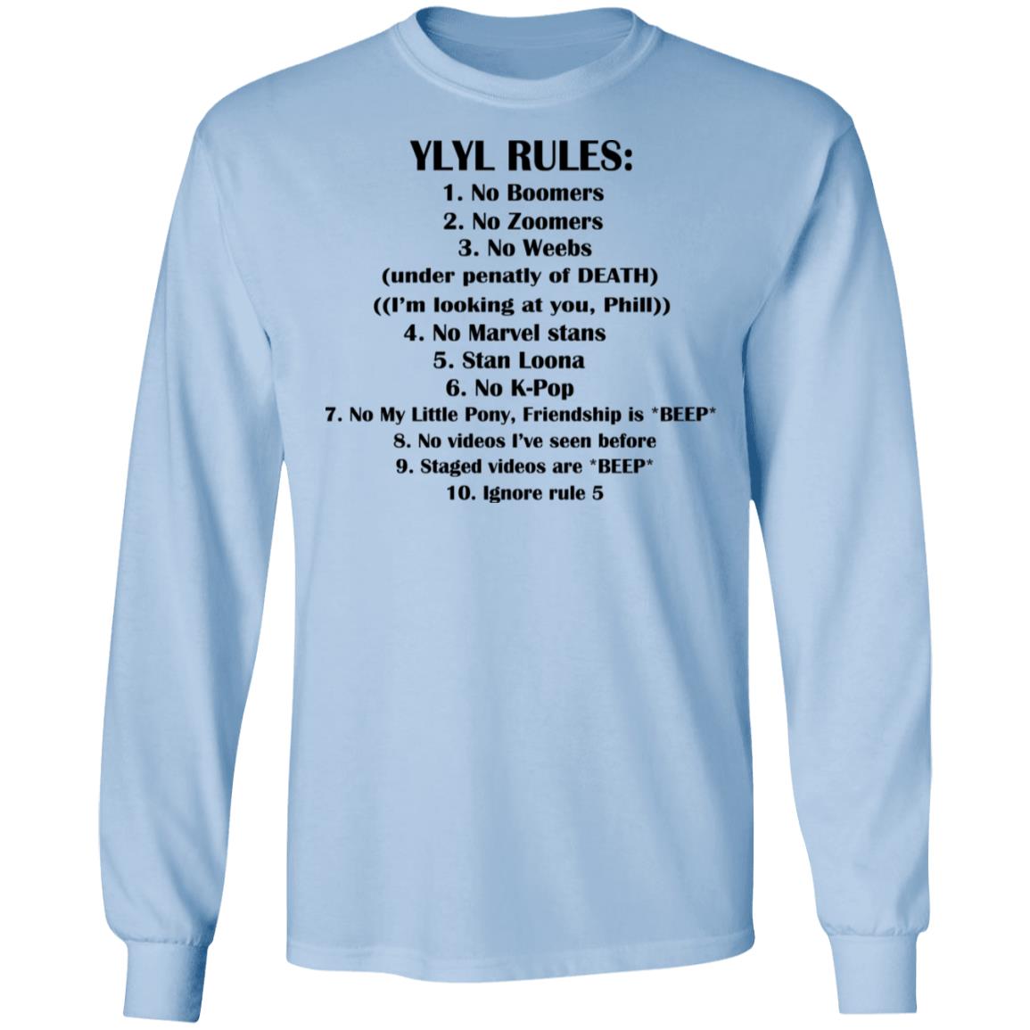 Ylyl Rules No Boomers No Zoomers No Weebs Ignore Rule 5 Shirt, Hoodie, Tank