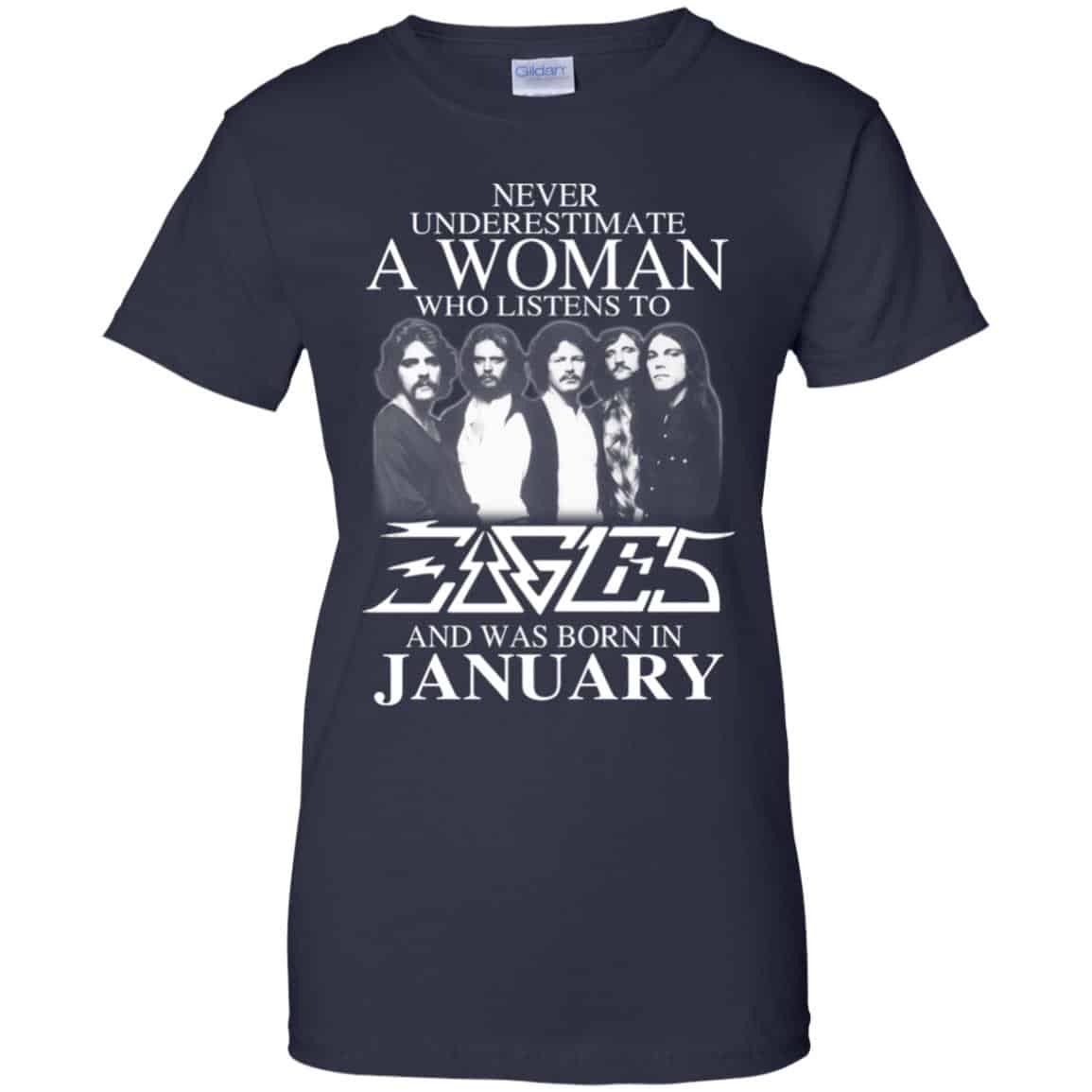 A Woman Who Listens To Eagles And Was Born In January T-Shirts, Hoodie, Tank