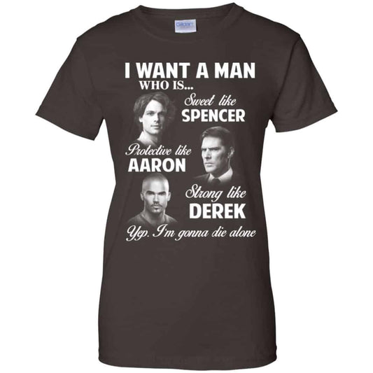 I Want A Man Who Is Sweet Like Spencer Protective Like Aaron Strong Like Derek Shirt, Hoodie, Tank