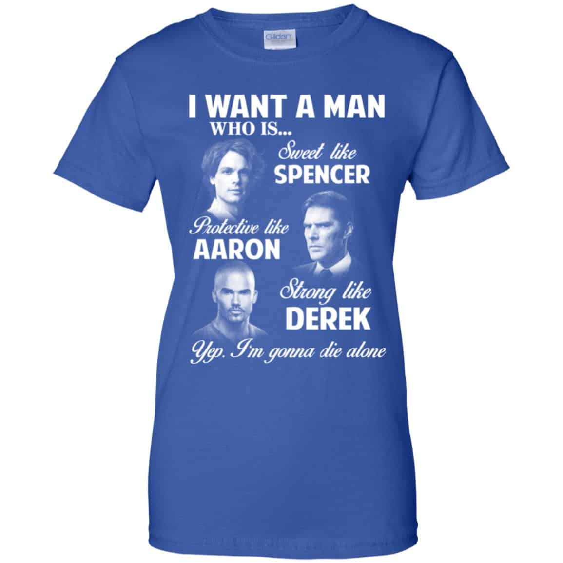 I Want A Man Who Is Sweet Like Spencer Protective Like Aaron Strong Like Derek Shirt, Hoodie, Tank