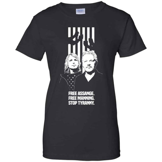 
	Free Assange. Free Manning. Stop Tyranny. T-Shirts, Hoodie, Tank