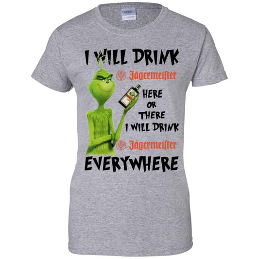 The Grinch: I Will Drink Jagermeister Here Or There I Will Drink Jagermeister Everywhere T-Shirts, Hoodie, Tank