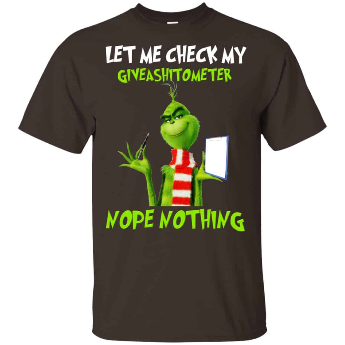 The Grinch: Let Me Check My Giveashitometer Nope Nothing T-Shirts, Hoodie, Tank