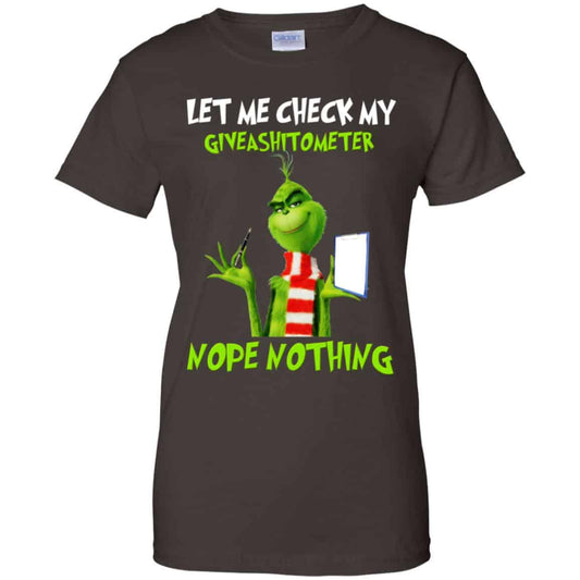 The Grinch: Let Me Check My Giveashitometer Nope Nothing T-Shirts, Hoodie, Tank